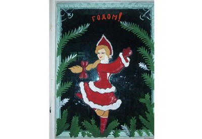 Снегурочка украшаем окна