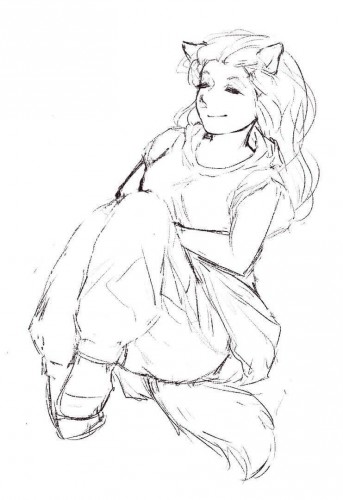 Эскиз девушки-лисички