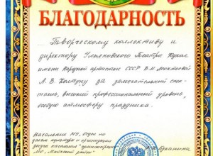 Благодарность Майнский район