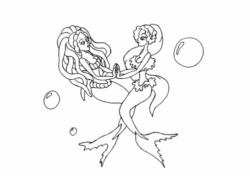 Раскраска Танцующие русалки